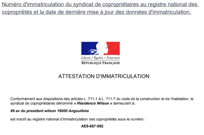 Immatriculation copro